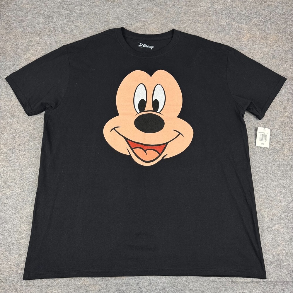 Disney T-Shirt Tee Mickey Mouse Big Face Cotton Black Womens 2XL 2X XXL